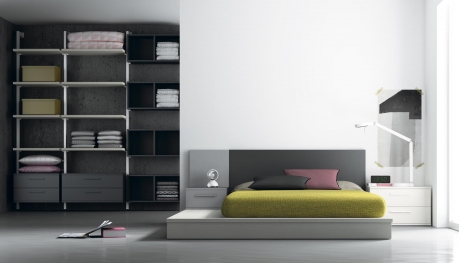 dormitorio minimalista con vestidor